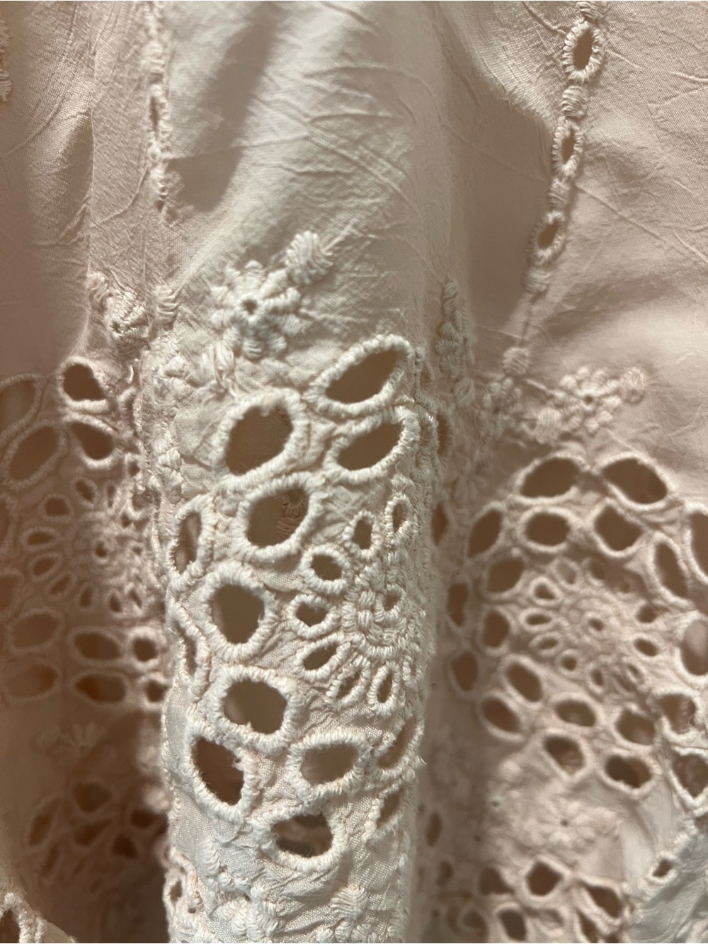 Johnny Was Eyelet Embroidered Blouse Top XL Boho Peasant Pink Crochet Hem - Picture 4 of 5